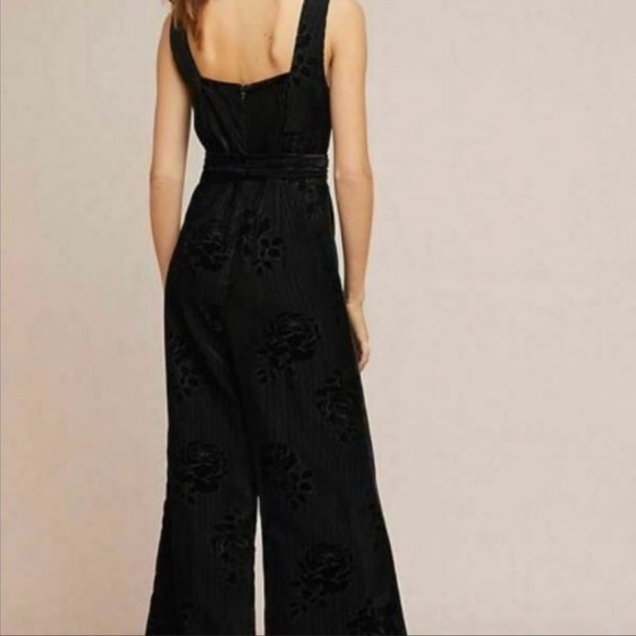 Anthropologie Noir Velvet Burnout Jumpsuit-NWOT-Size 4P - Picture 3 of 12